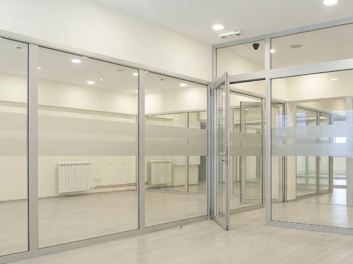 Aluminium-framed glass partitioning in a Cape Town office