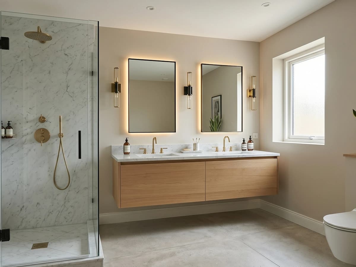 Moisture-resistant drywall in a residential bathroom build