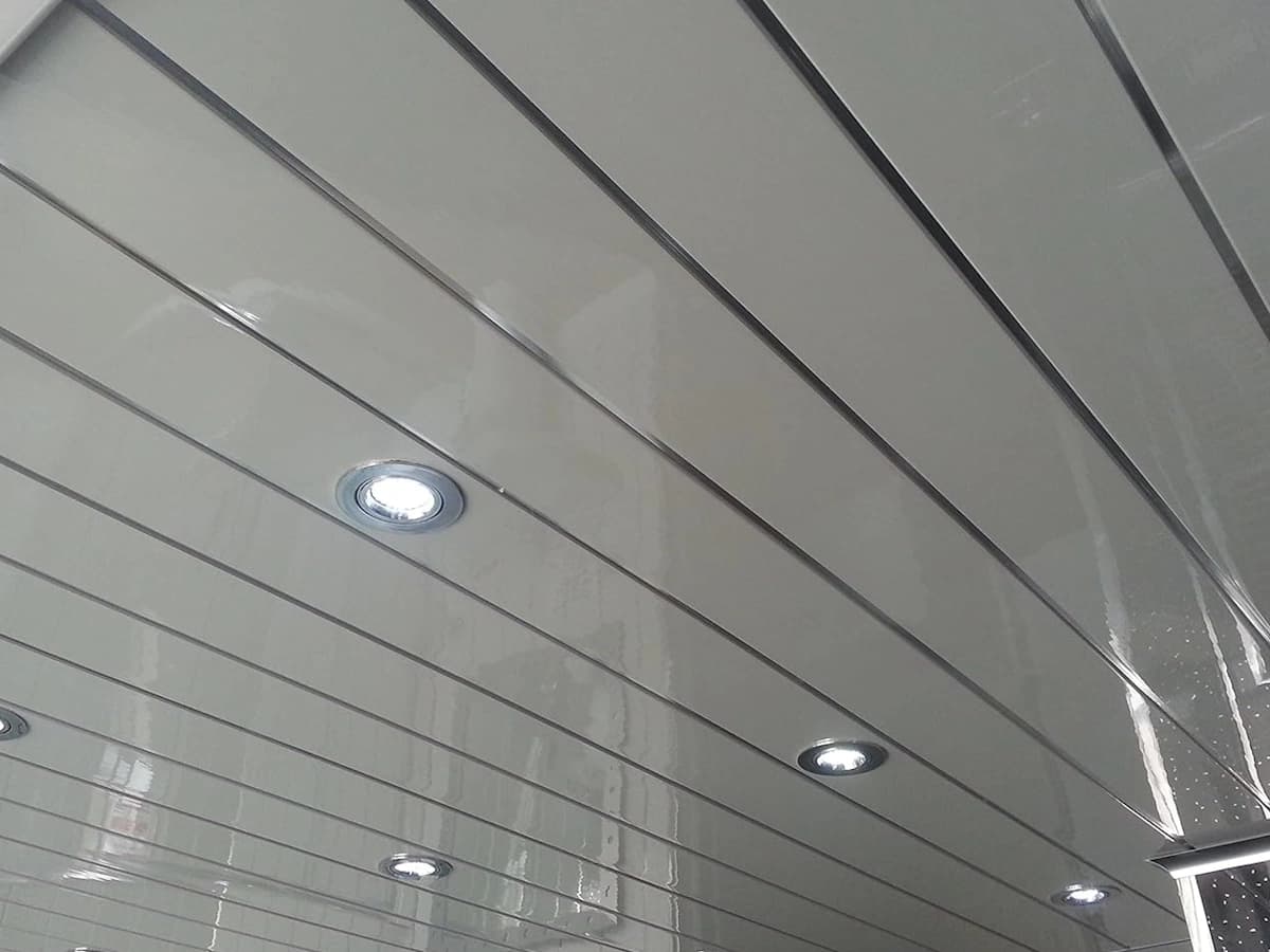 PVC ceiling installed in a commercial wet zone